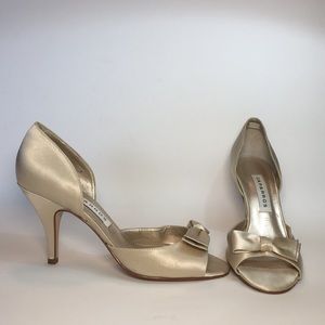 Golden Cream Caparros Heels with Bow